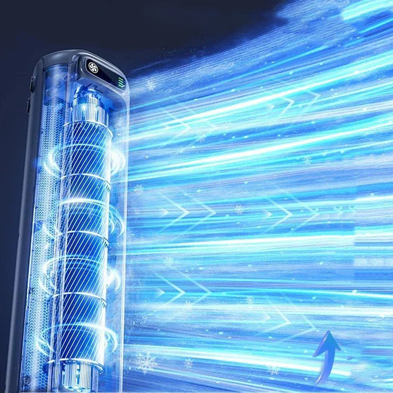 مروحة برجية صغيرة — بطارية داخلية بسعة 2000mAh، تشغيل لمدة 12H، تصميم نحيف وهادئ