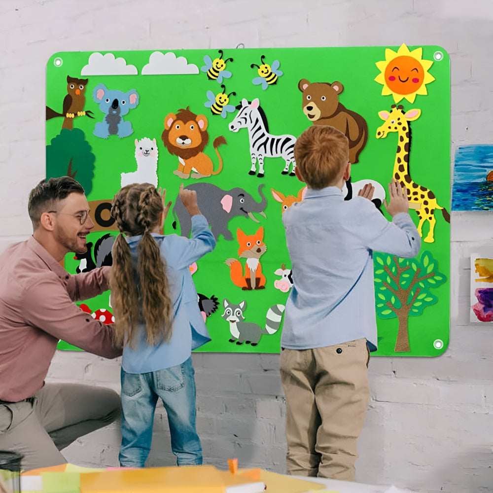 Thick Felt Animal Activity Board — Interactive Shape Set