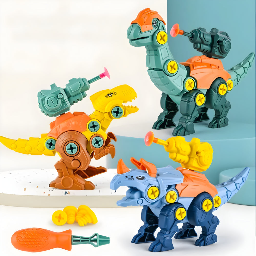 Kit de construcție pentru copii cu dinozaur - set de asamblare cu șurubelniță și unealtă