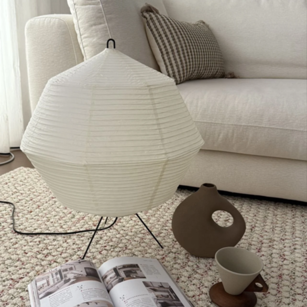 Japanese Style Rice Paper Table Lamp — Soft Diffused Warm Lighting