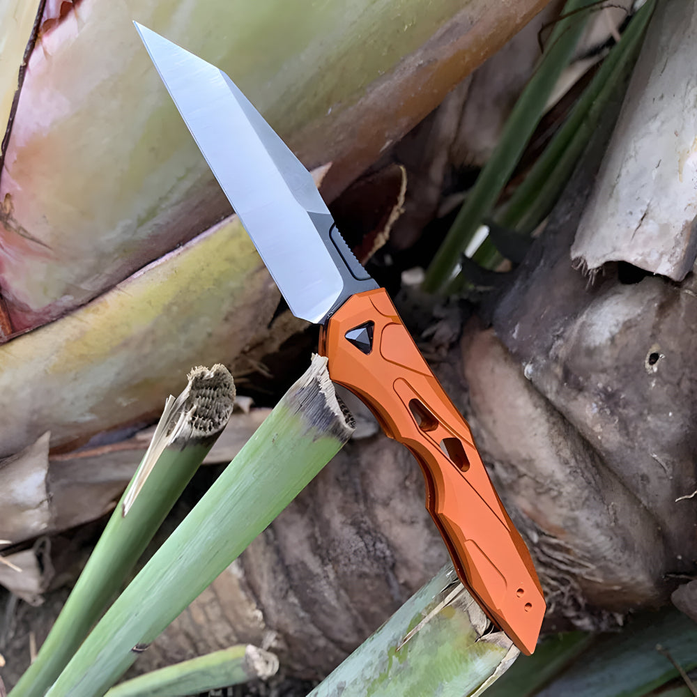 Black Aluminum Automatic Folding Knife — Wharncliffe Blade