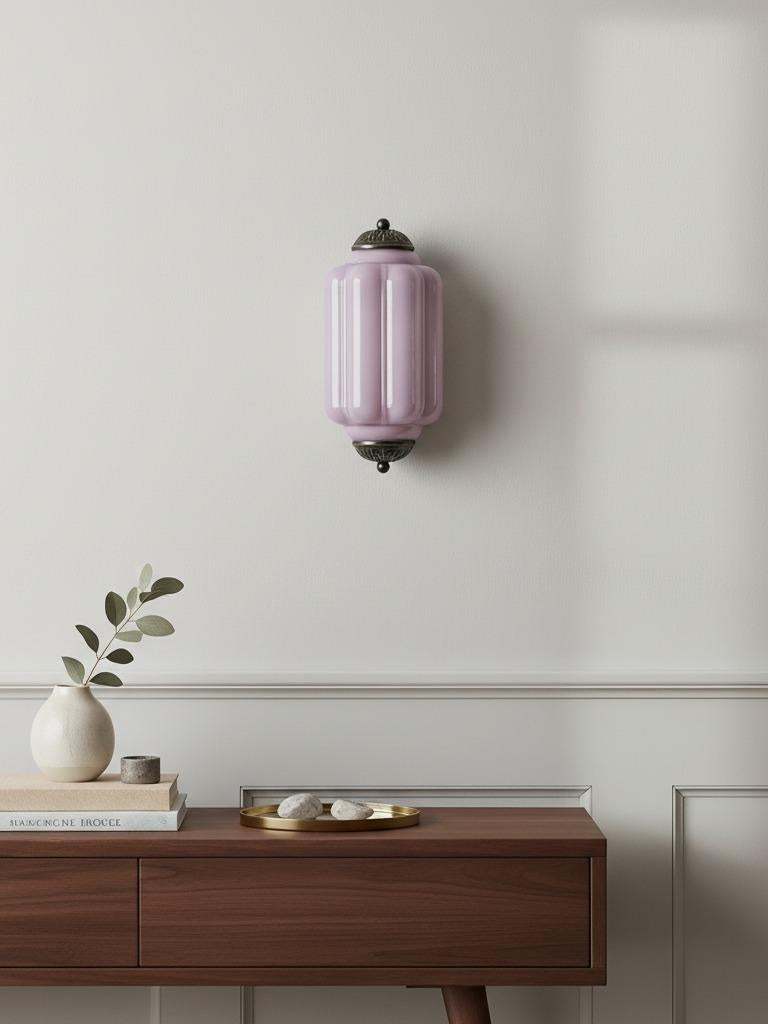 Vintage Milk Glass Flush Eloise Wall Sconce for Bedside Hallway | Esilora