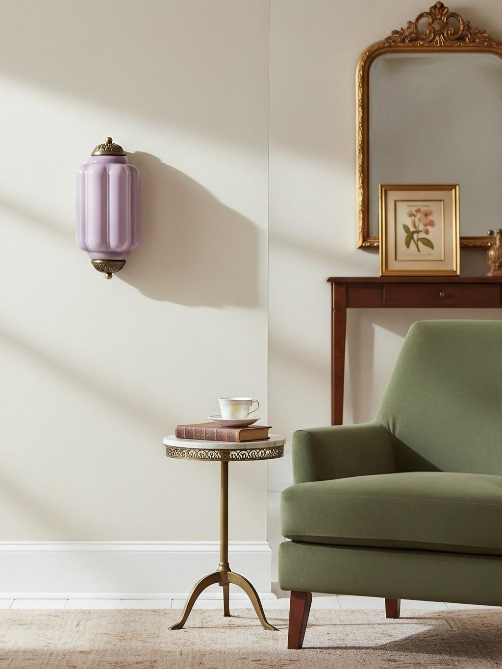 Vintage Milk Glass Flush Eloise Wall Sconce for Bedside Hallway | Esilora