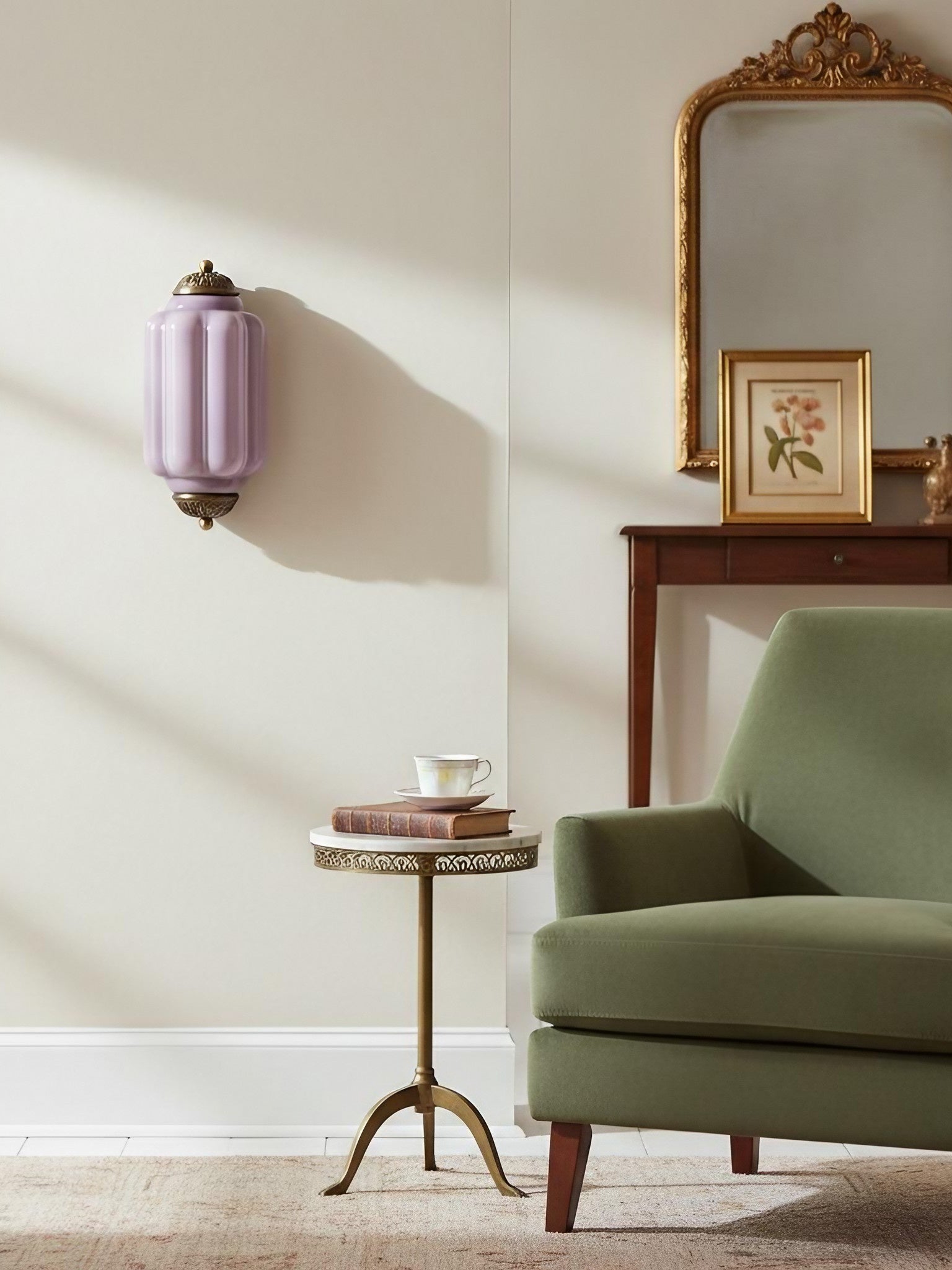 Vintage Milk Glass Flush Eloise Wall Sconce for Bedside Hallway | Esilora