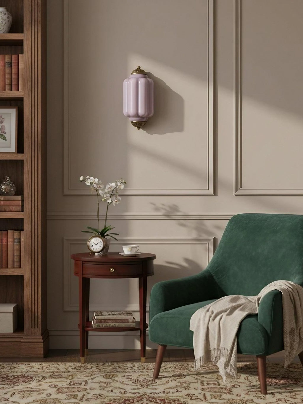 Vintage Milk Glass Flush Eloise Wall Sconce for Bedside Hallway | Esilora