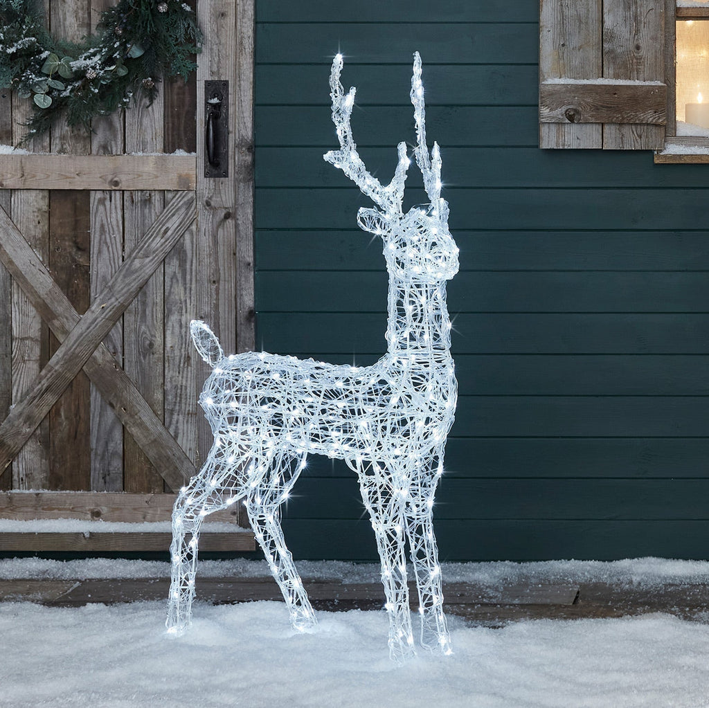 1,2 m akryl-LED-rensdyrfigur - koldhvid belysning