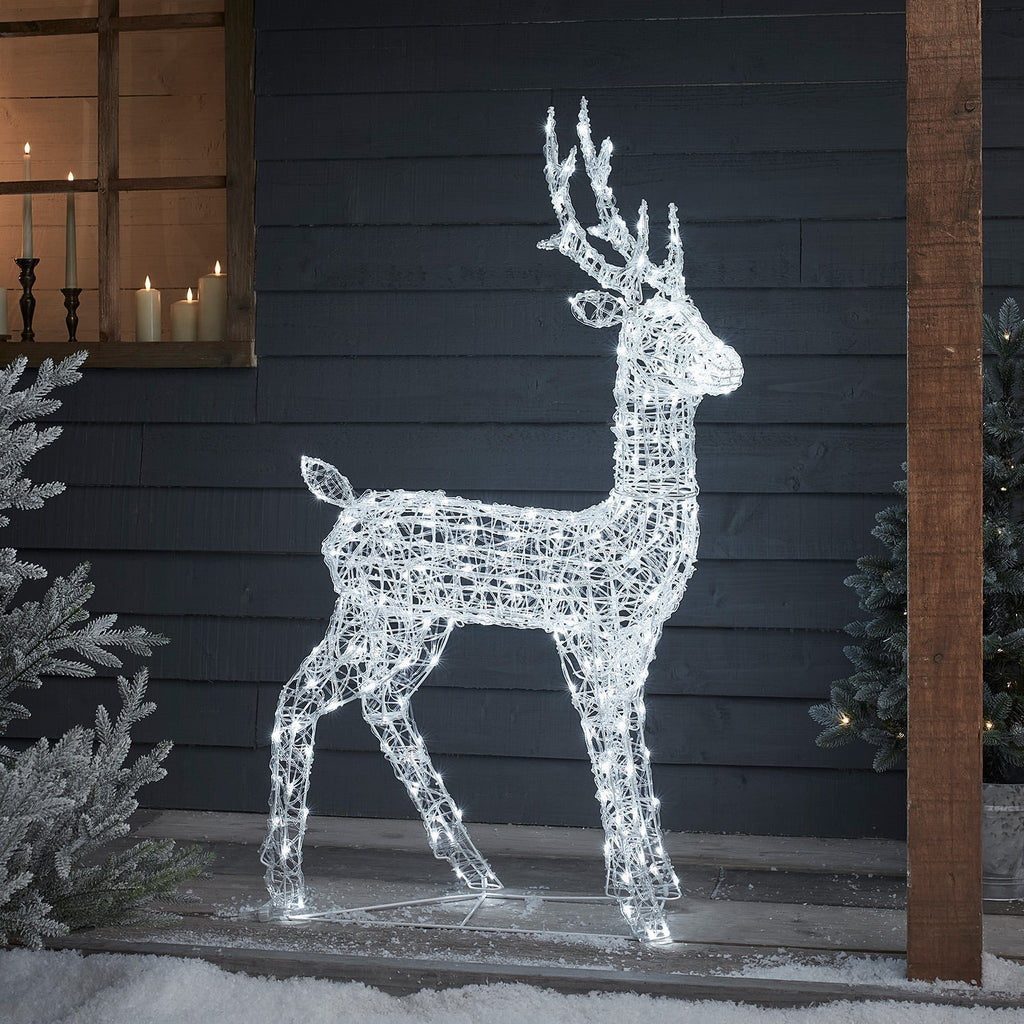 1,2 m akryl-LED-rensdyrfigur - koldhvid belysning
