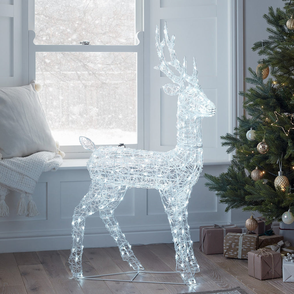 1,2 m akryl-LED-rensdyrfigur - koldhvid belysning
