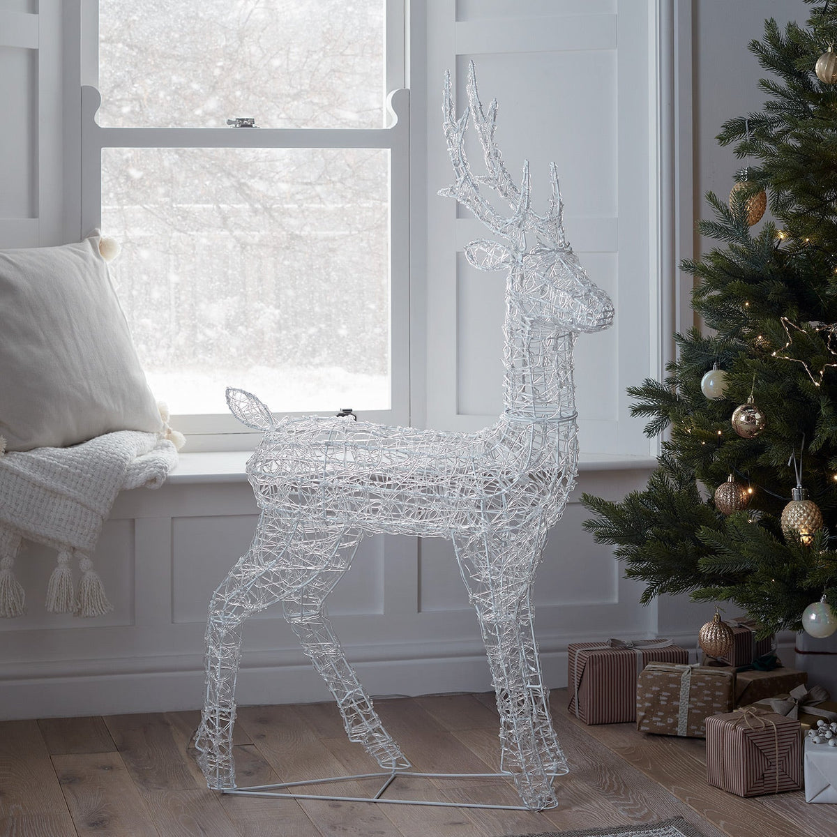 1,2 m akryl-LED-rensdyrfigur - koldhvid belysning