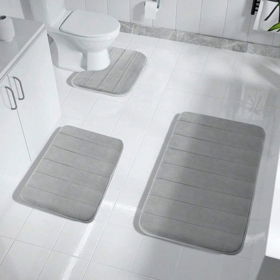 Conjunto de 3 tapetes de banho antiderrapantes em espuma viscoelástica para a casa de banho