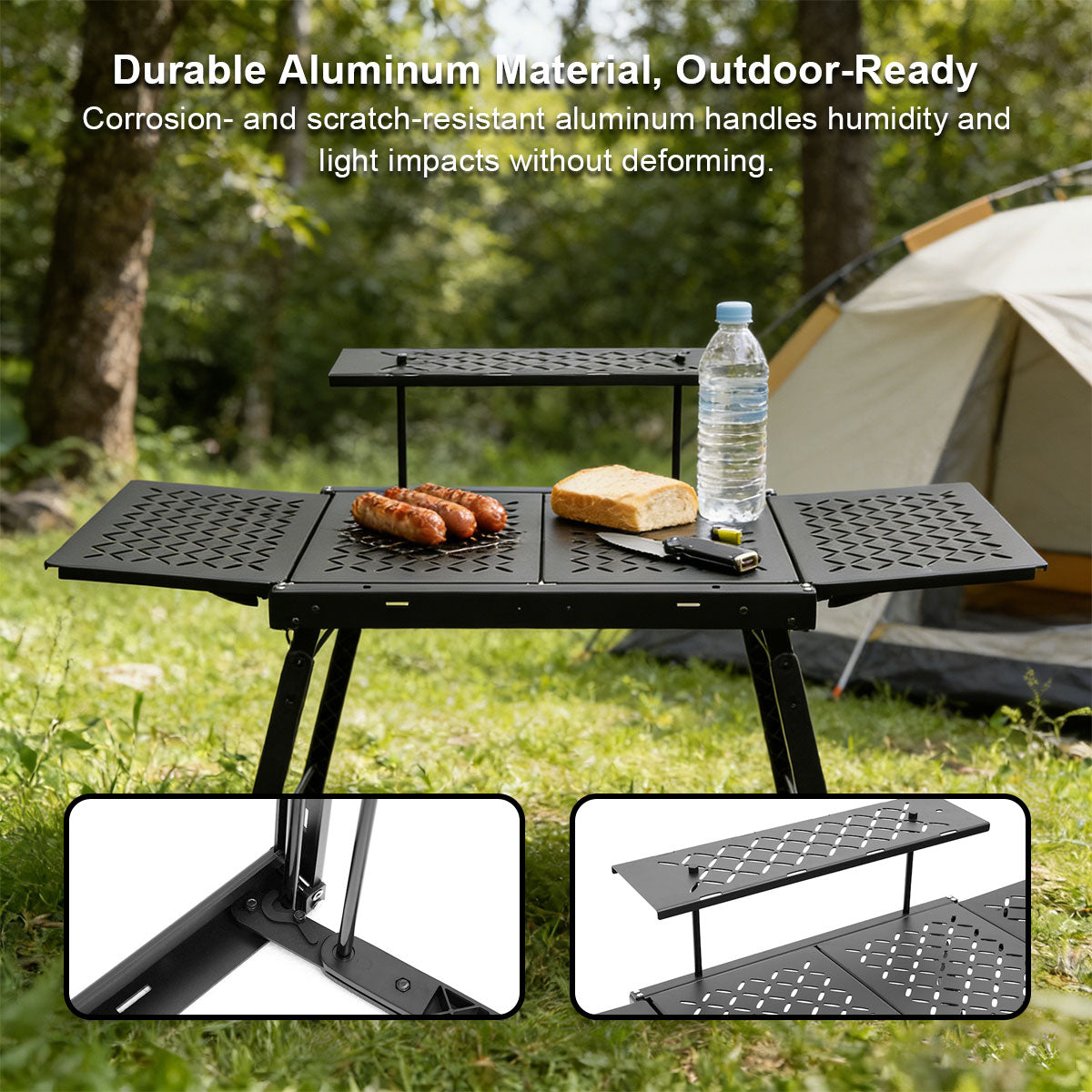 Tragbarer Aluminium-Campingtisch – leicht und zusammenklappbar – Esilora