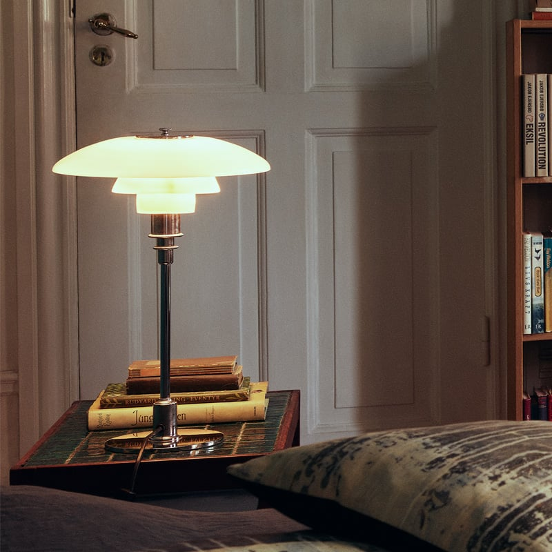 Retro Glass Table Lamp — Brass Base, Classic Design