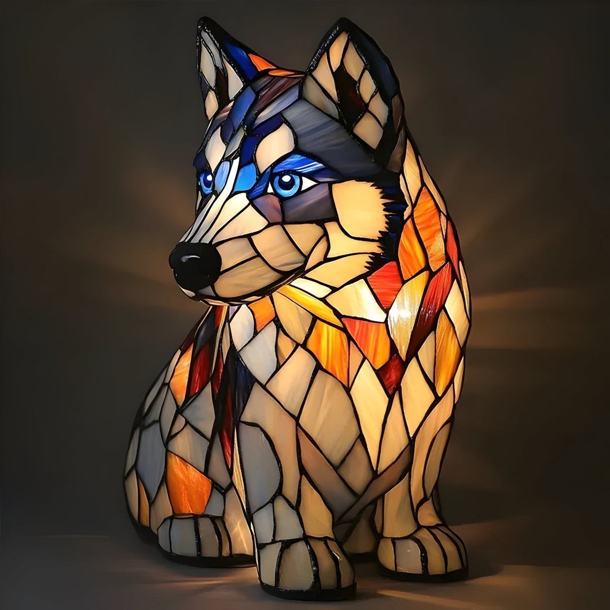 Stained Glass Dog Table Lamp — Decorative Animal Light