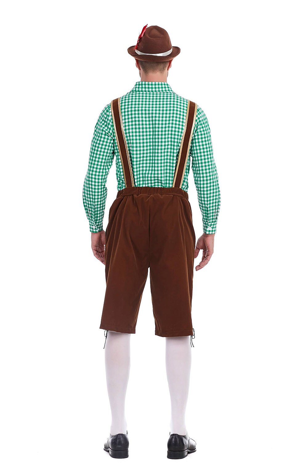 AlpenKönig kostumesæt til mænd — broderede lederhosen, ternet skjorte
