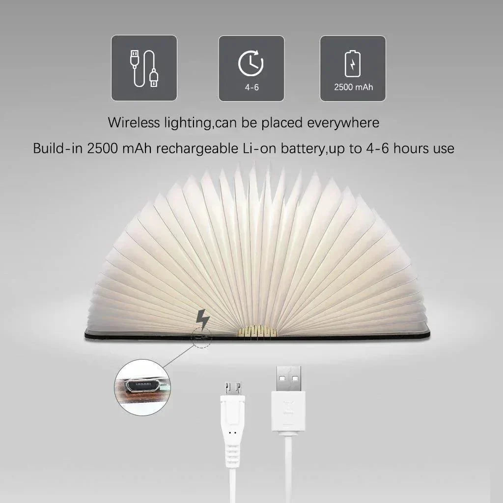 Foldable Wooden LED Book Light