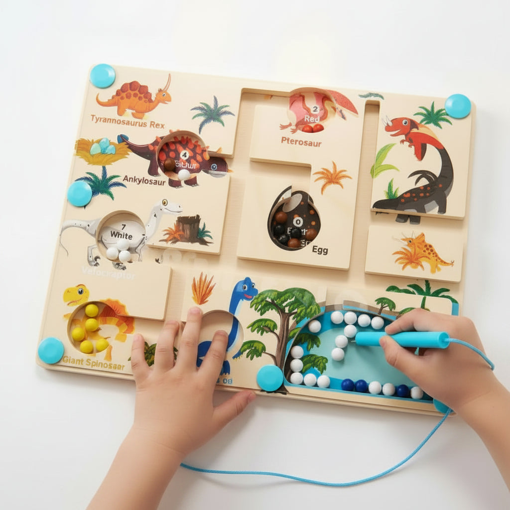 Interaktives Dinosaurier-Lernspiel mit Labyrinth und Magnetstift