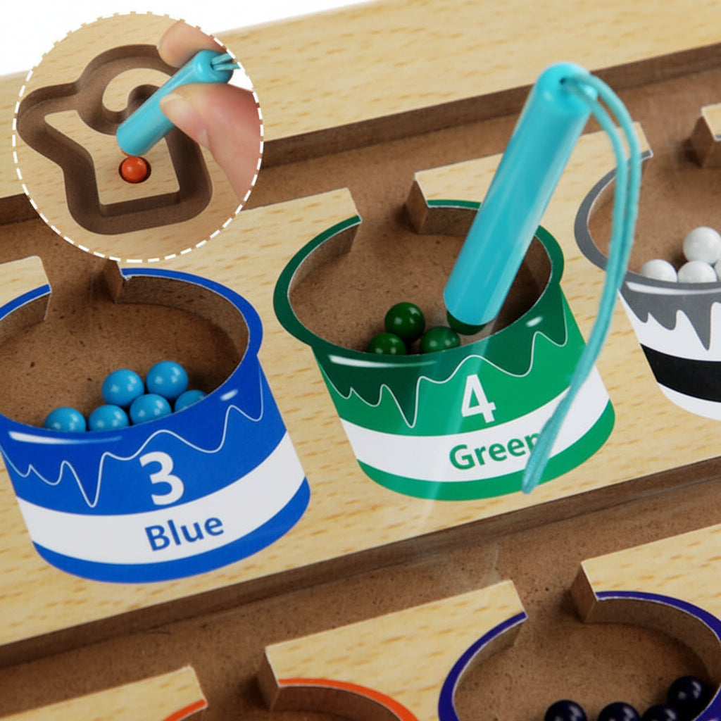 Jucărie educativă tip labirint magnetic — Concentrare și coordonare mână-ochi