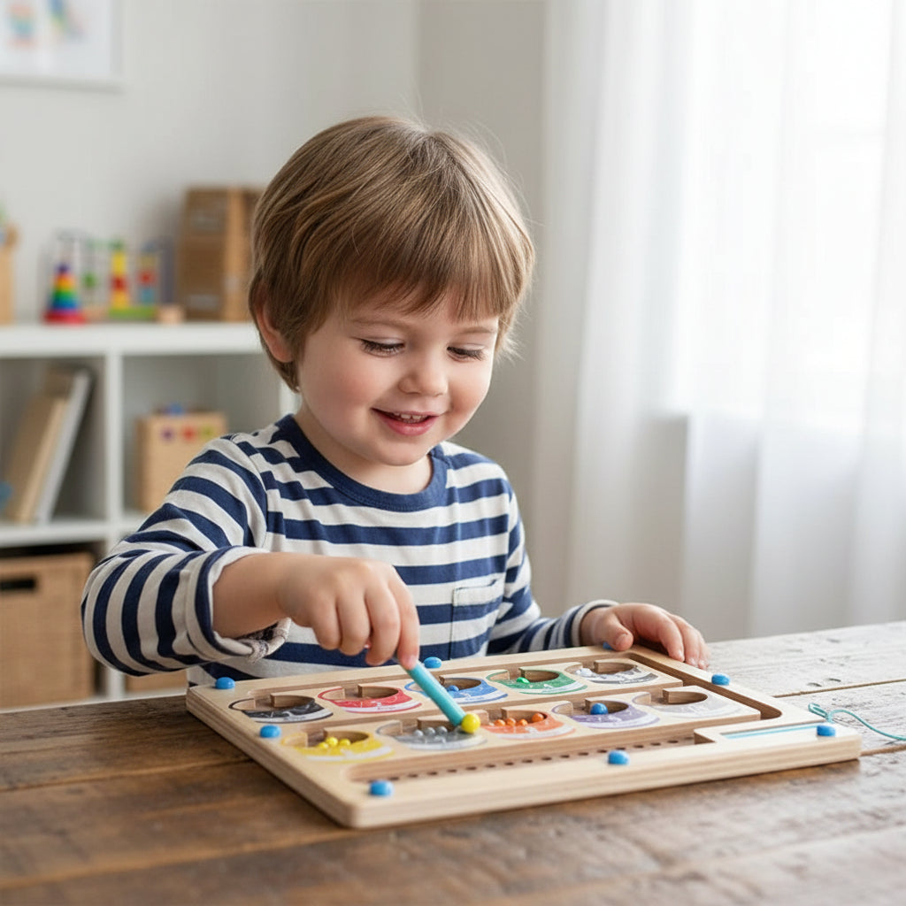 Jucărie educativă tip labirint magnetic — Concentrare și coordonare mână-ochi
