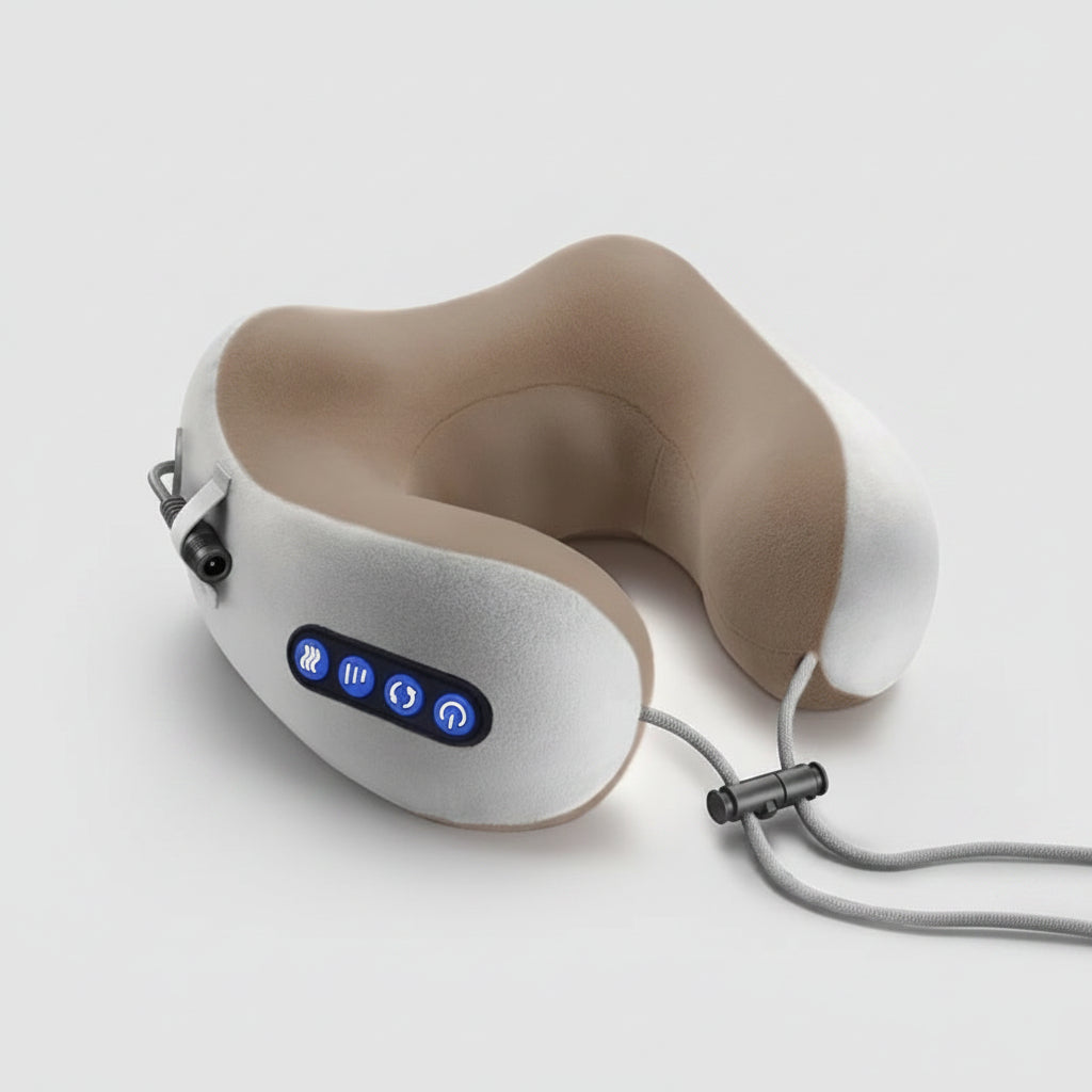 U-format nackmassageapparat med värme, vibration och USB-laddning