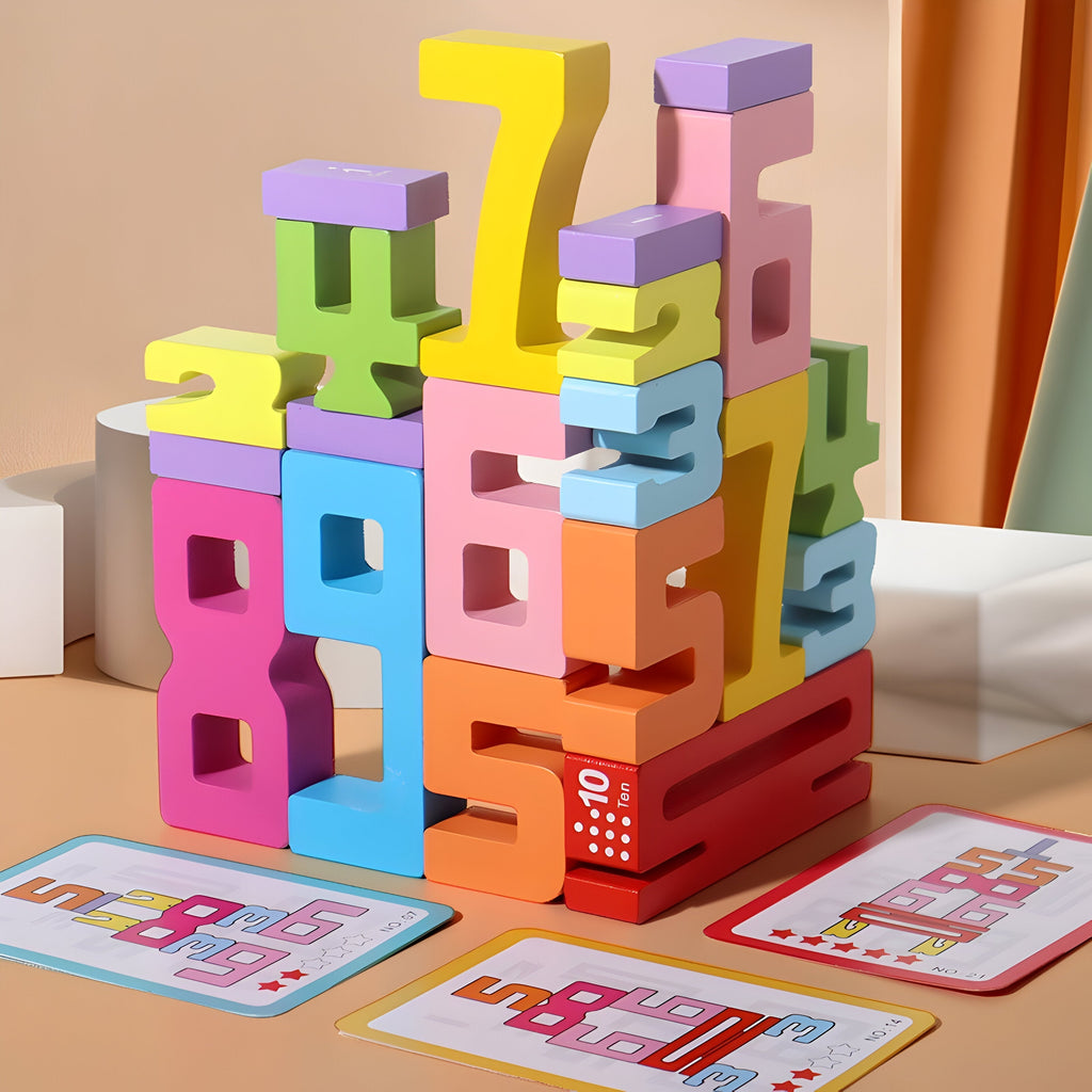 Set de cuburi numerice interconectabile din lemn