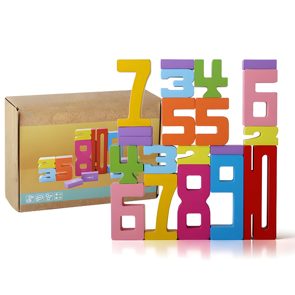 Set de cuburi numerice interconectabile din lemn