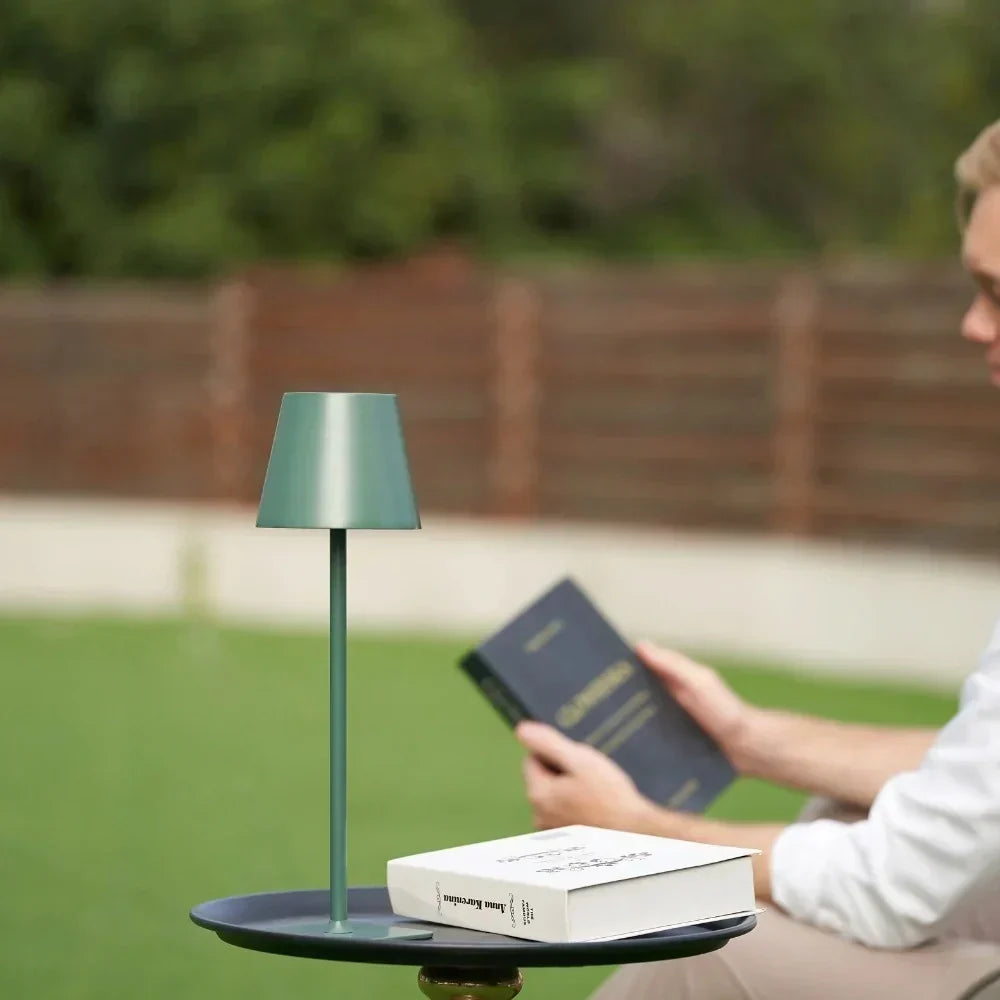 Modern Dimmable LED Table Lamp — Metal, Battery Powered, Touch Control, IP54 Weatherproof