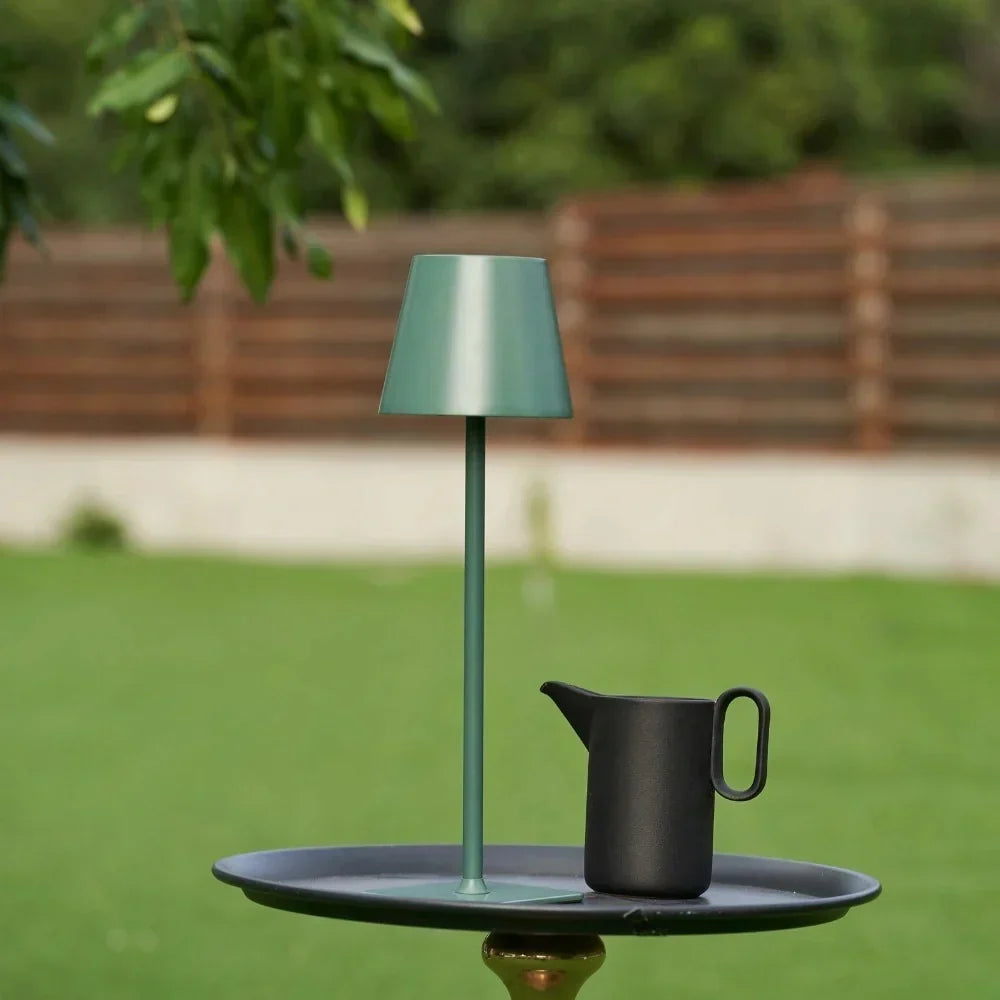 Modern Dimmable LED Table Lamp — Metal, Battery Powered, Touch Control, IP54 Weatherproof