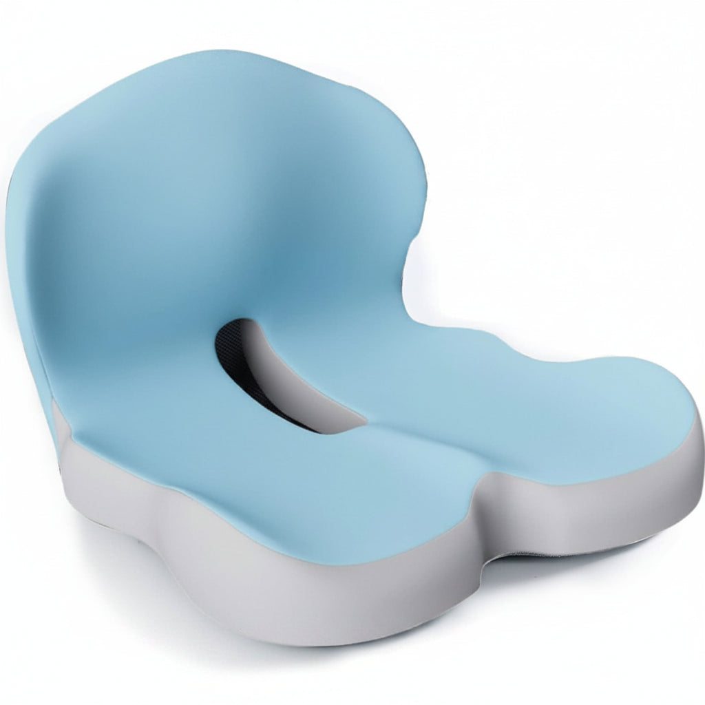 Almofada de assento ergonómica em espuma viscoelástica — apoio postural e alinhamento da coluna
