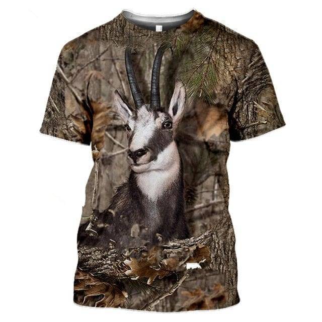 Camiseta de manga corta con estampado de fauna silvestre para hombre, diseño de camuflaje 3D - Esilora