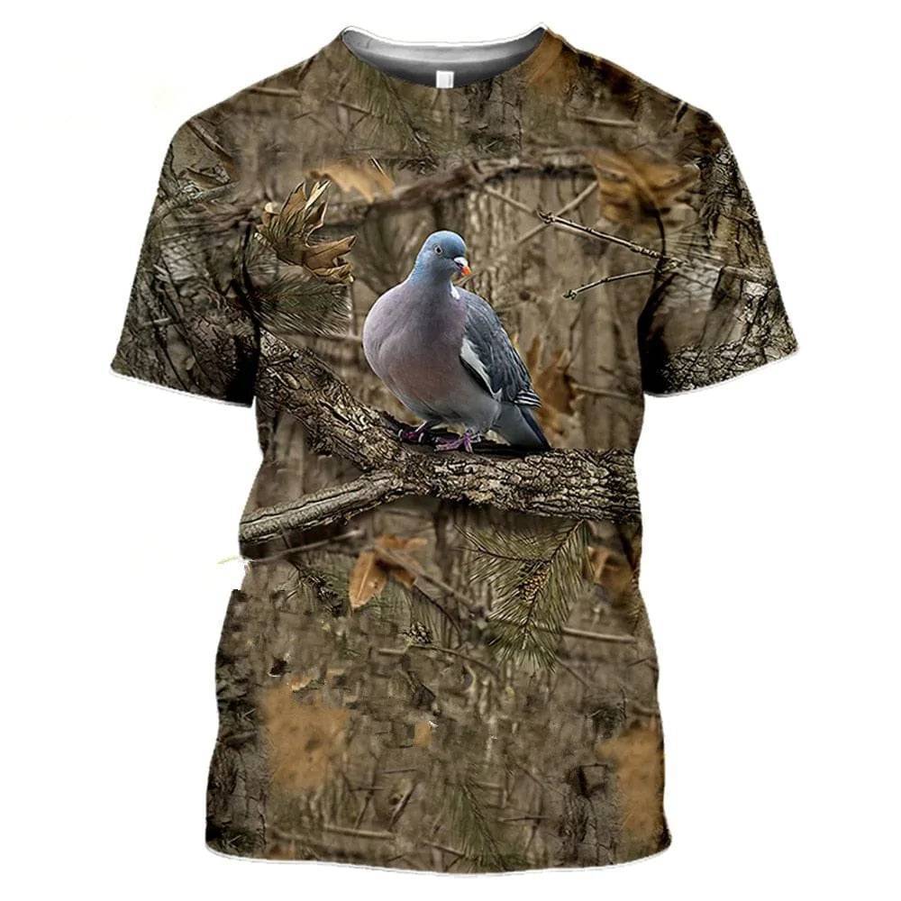 Camiseta de manga corta con estampado de fauna silvestre para hombre, diseño de camuflaje 3D - Esilora