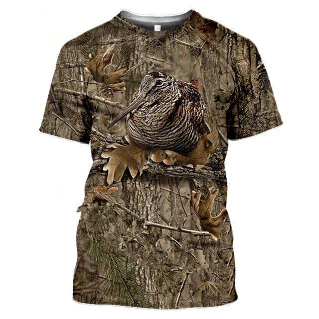 Camiseta de manga corta con estampado de fauna silvestre para hombre, diseño de camuflaje 3D - Esilora