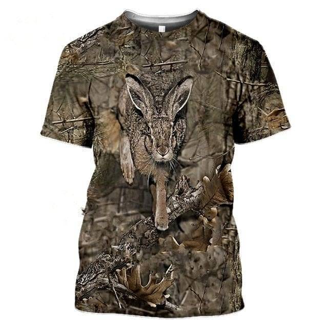 Camiseta de manga corta con estampado de fauna silvestre para hombre, diseño de camuflaje 3D - Esilora