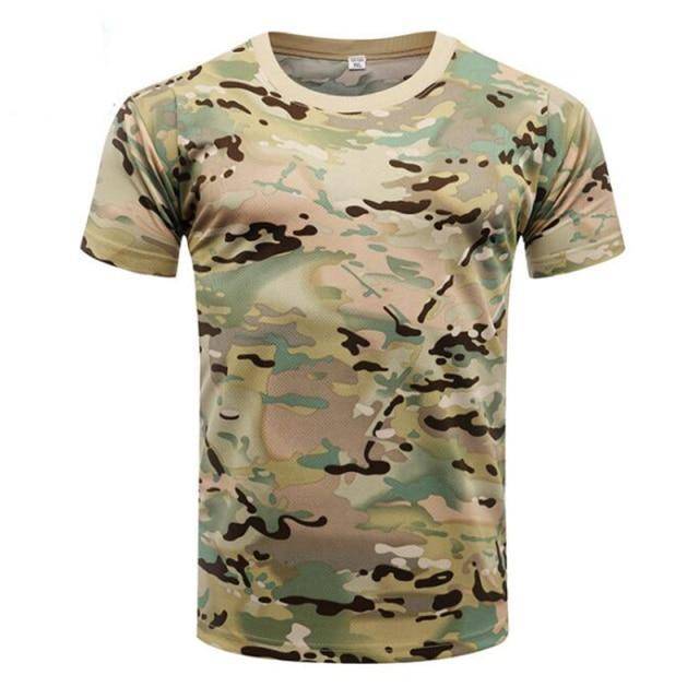 Camiseta de secado rápido con cuello redondo para hombre, de camuflaje: ideal para actividades al aire libre - Esilora