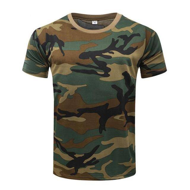 Camiseta de secado rápido con cuello redondo para hombre, de camuflaje: ideal para actividades al aire libre - Esilora