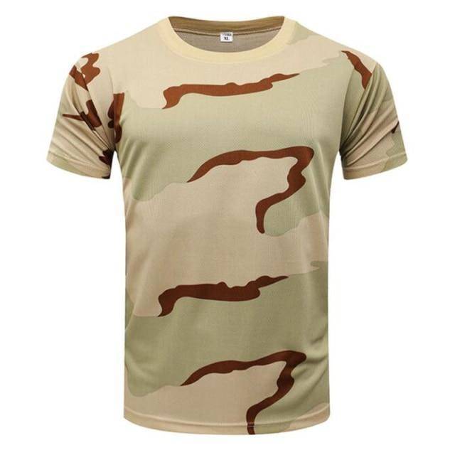 Camiseta de secado rápido con cuello redondo para hombre, de camuflaje: ideal para actividades al aire libre - Esilora