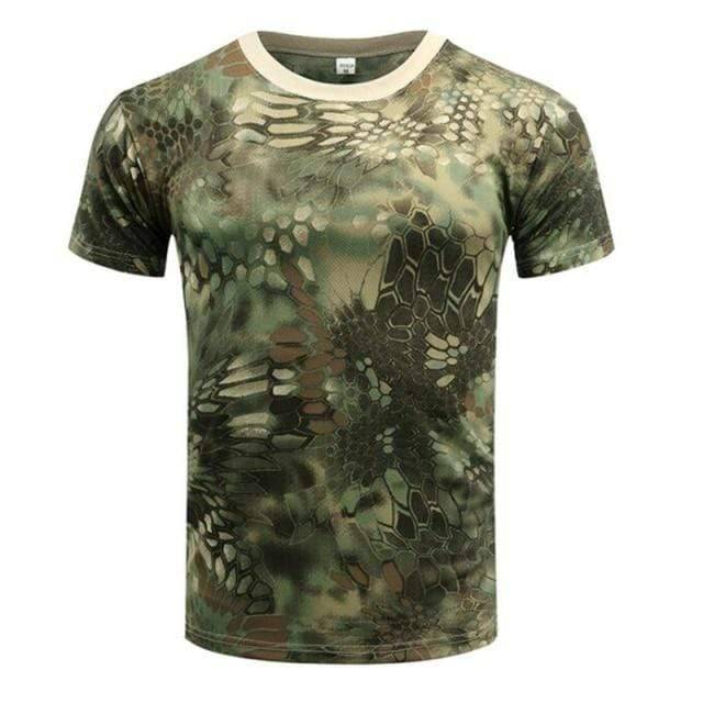 Camiseta de secado rápido con cuello redondo para hombre, de camuflaje: ideal para actividades al aire libre - Esilora