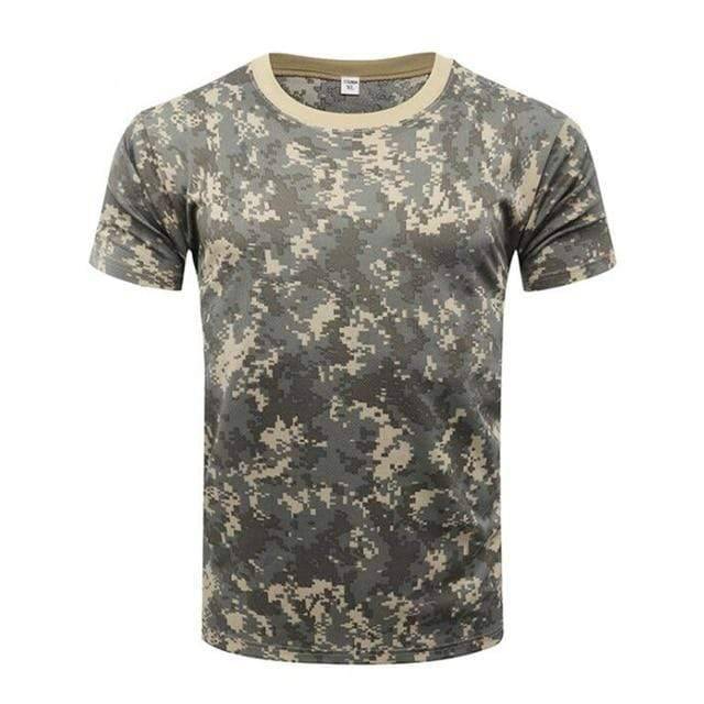 Camiseta de secado rápido con cuello redondo para hombre, de camuflaje: ideal para actividades al aire libre - Esilora