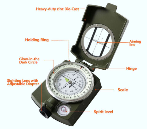 Brújula lensática de navegación para exterior: herramienta de orientación de grado militar - Esilora