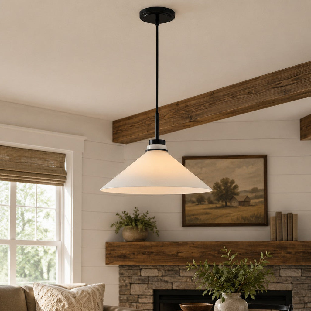 Aurenza Modern Farmhouse  Cone Pendant Light – Dimmable Kitchen and Entryway Lighting | Esilora