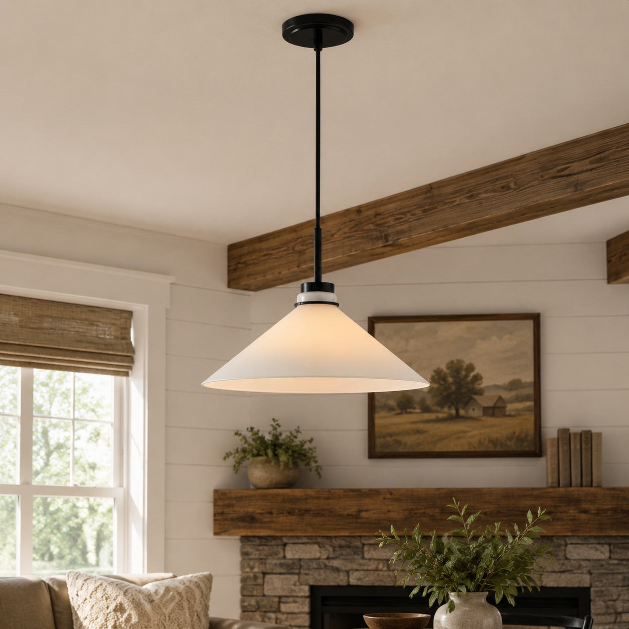 Aurenza Modern Farmhouse  Cone Pendant Light – Dimmable Kitchen and Entryway Lighting | Esilora