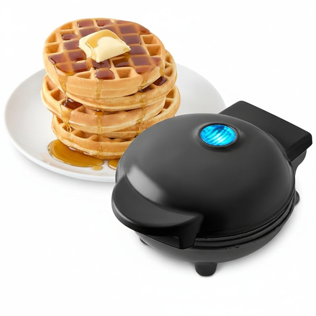 Electric Compact Waffle Maker — Fast Preheat, Personal Size