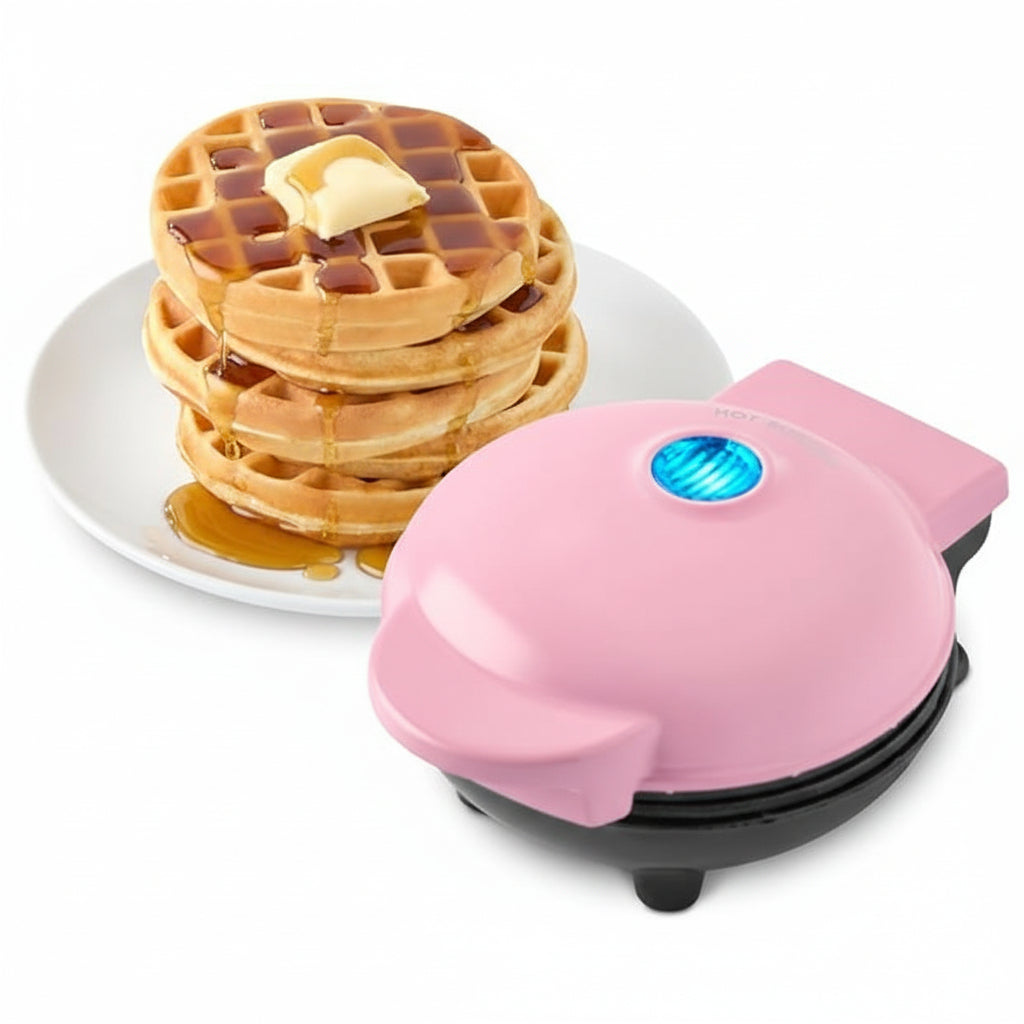 Electric Compact Waffle Maker — Fast Preheat, Personal Size