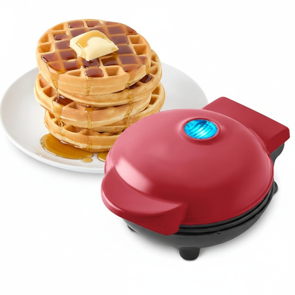 Electric Compact Waffle Maker — Fast Preheat, Personal Size