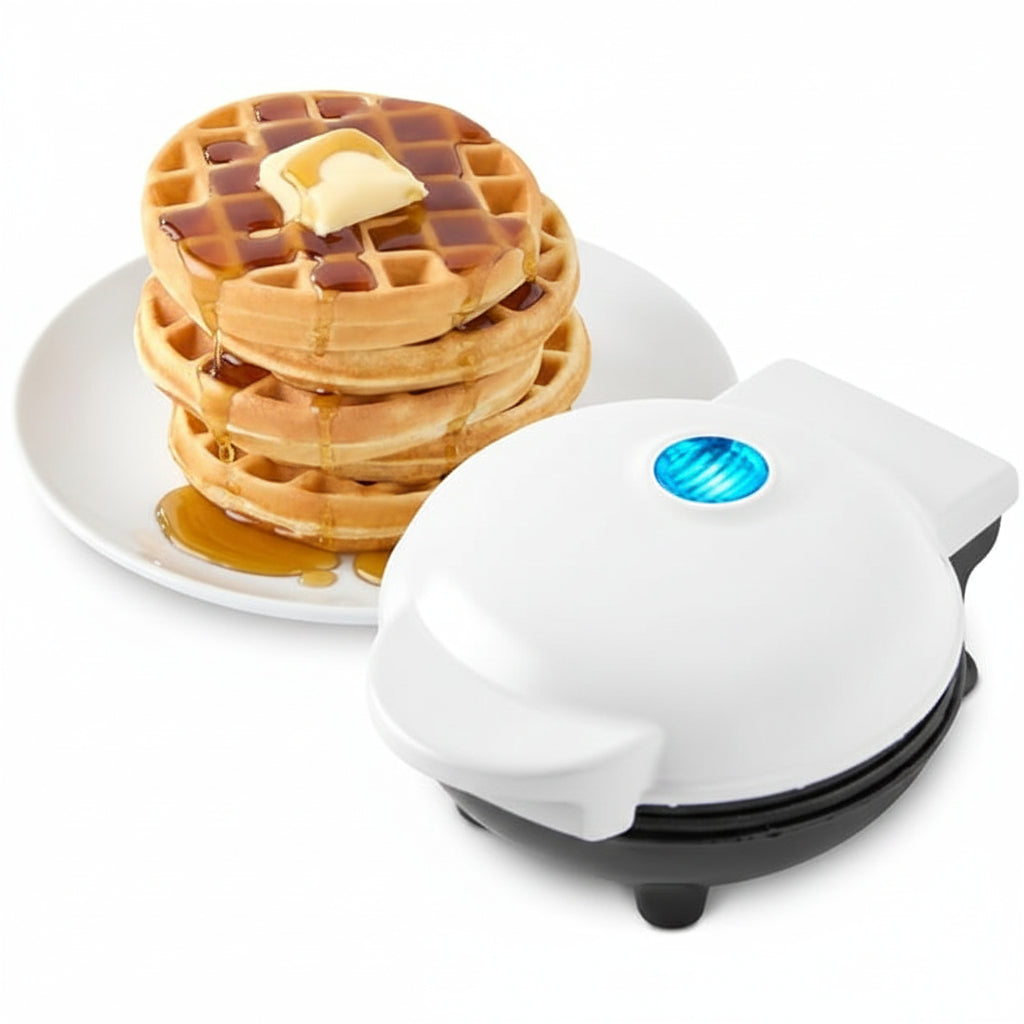 Electric Compact Waffle Maker — Fast Preheat, Personal Size