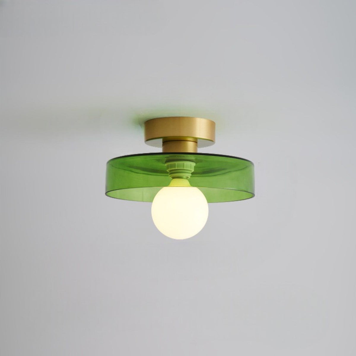Plafonieră modernă rotundă - sticlă și finisaj din alamă, compatibilă cu LED