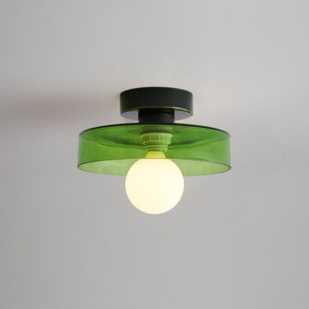 Plafonieră modernă rotundă - sticlă și finisaj din alamă, compatibilă cu LED