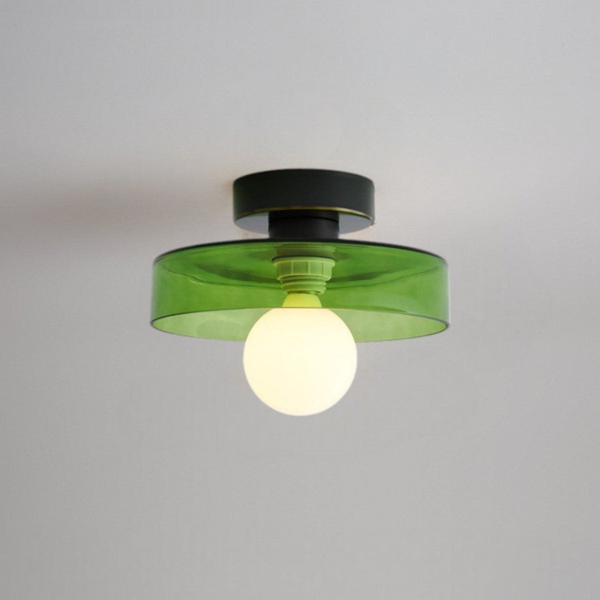 Plafonieră modernă rotundă - sticlă și finisaj din alamă, compatibilă cu LED