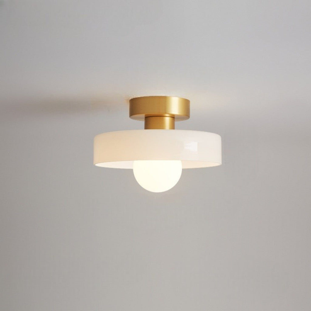Plafonieră modernă rotundă - sticlă și finisaj din alamă, compatibilă cu LED