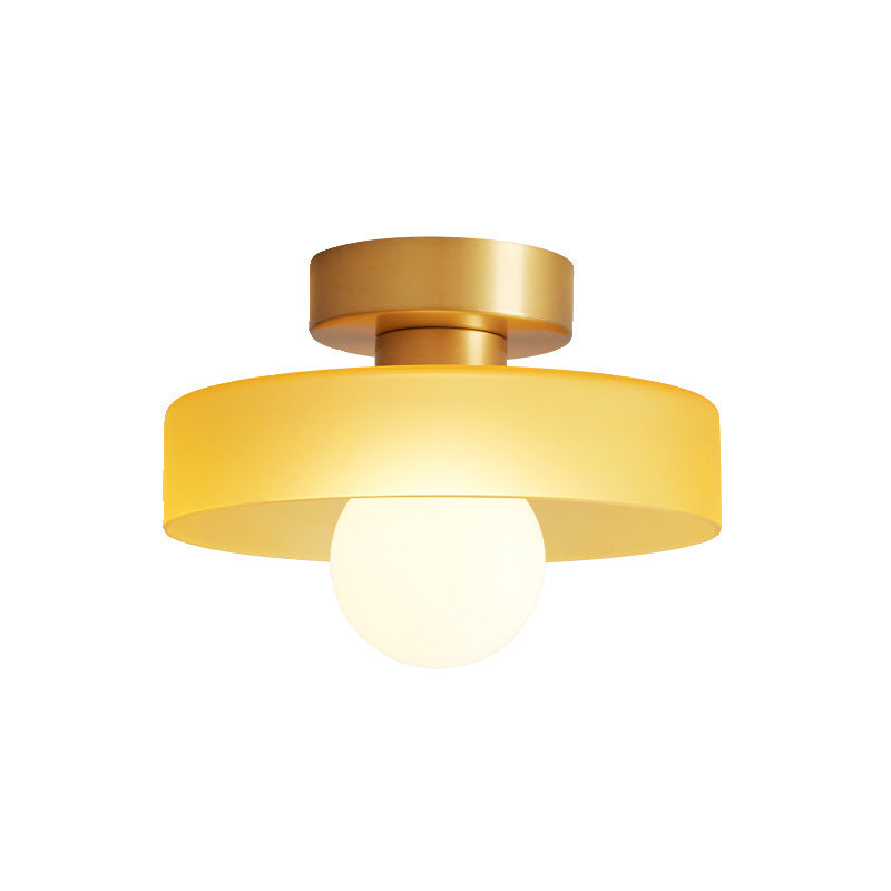 Plafonieră modernă rotundă - sticlă și finisaj din alamă, compatibilă cu LED