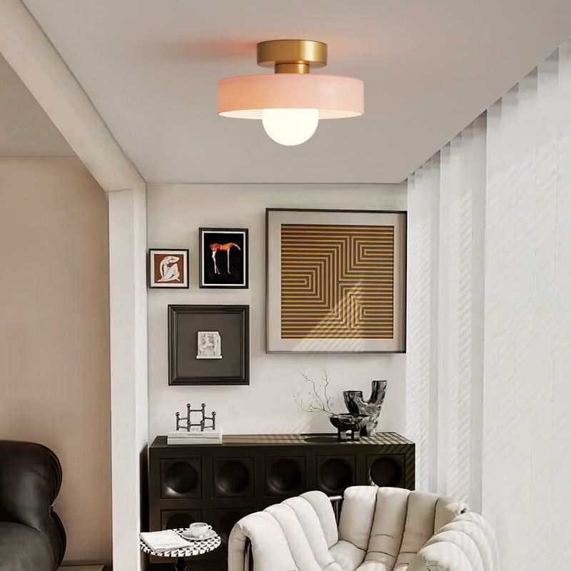 Plafonieră modernă rotundă - sticlă și finisaj din alamă, compatibilă cu LED